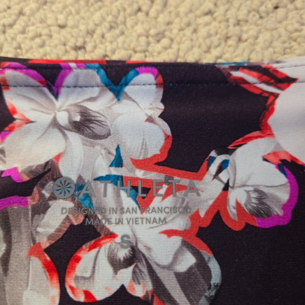 Athleta Women's Purple White Multi Print Mid Rise Activewear Leggings Size Small - Picture 5 of 5